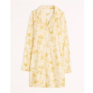 NWOT ABERCROMBIE Long-Sleeve Mesh Shirt Dress